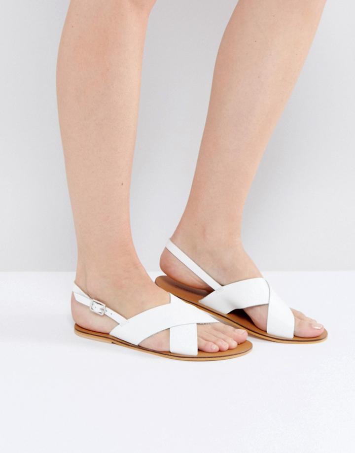 Warehouse Cross Front Slingback Sandal - White