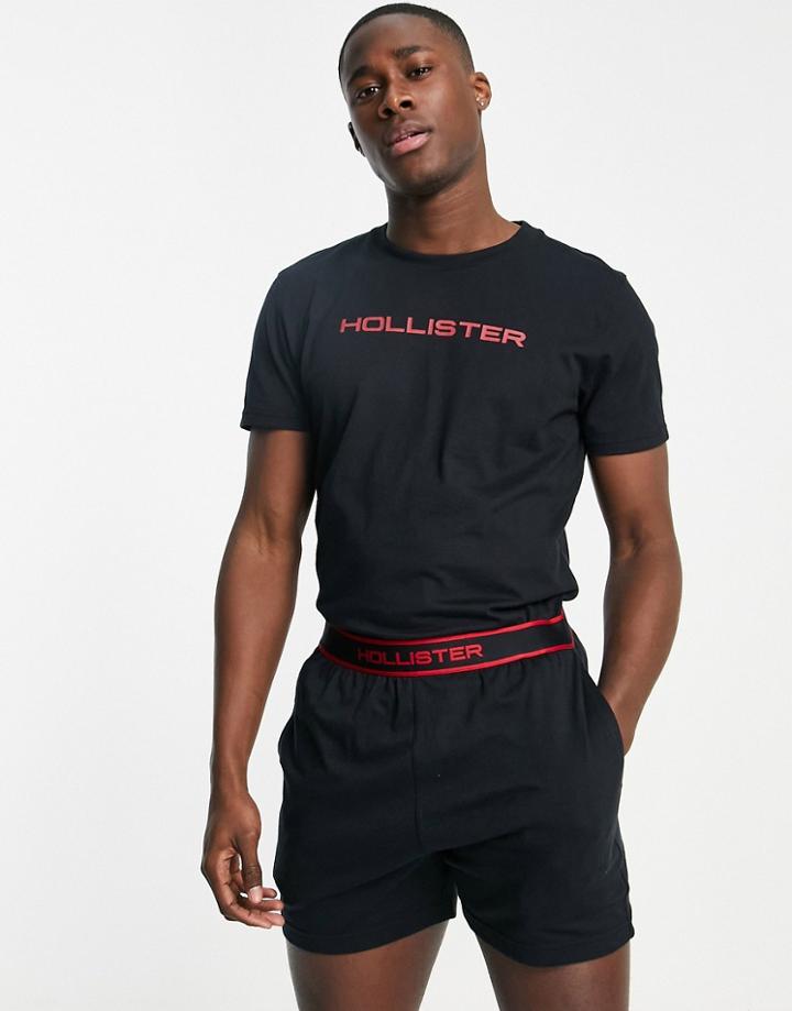 Hollister Lounge Set Logo T-shirt & Shorts In Black