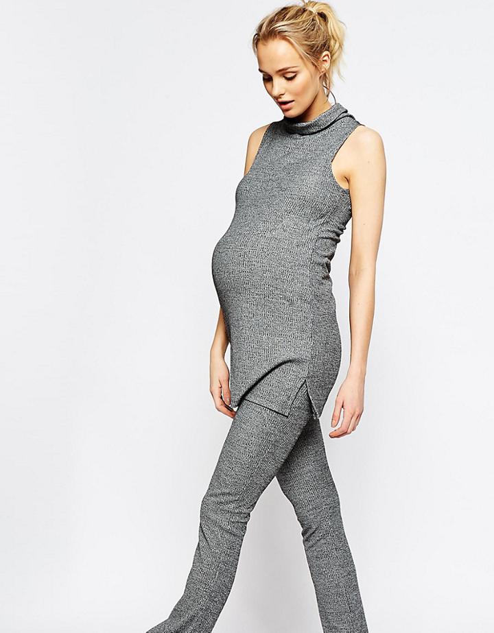 Asos Maternity Rib Marl Co-ord Pant - Gray