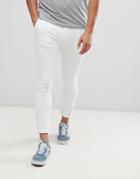 Asos Design Super Skinny Cropped Chinos In White - White