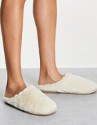 Vero Moda Furry Slippers In Cream-white