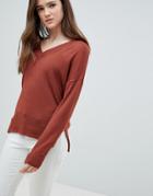 Blend She Leightweight V-neck Sweater - Red