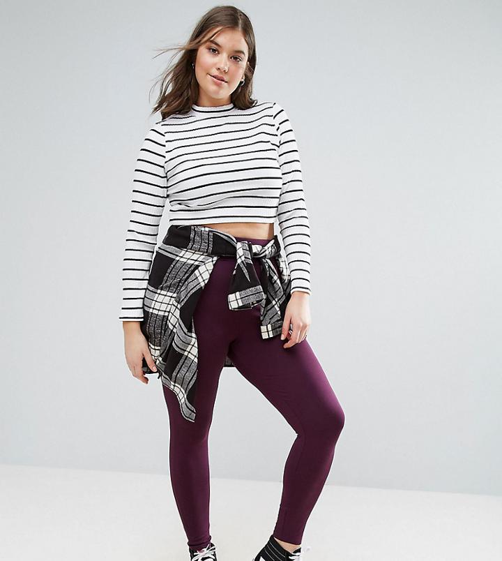 Asos Curve Leggings With Deep Waistband - Purple