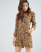 Trollied Dolly Floral Romper - Yellow