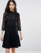 Vila Lace Sleeve Dress - Black