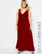Goddiva Plus Maxi Dress With Wrap Front - Red