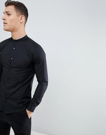 Only And Sons Grandad Shirt - Black