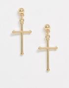 Designb London Cross Earrings In Gold