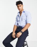 Asos Design Slim Fit Plaid Work Shirt In Light Blue