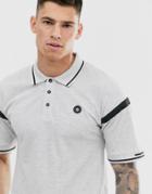 Jack & Jones Core Polo With Sleeve Panel Detail In Gray