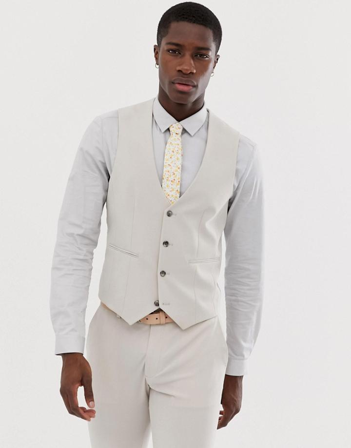 Asos Design Wedding Super Skinny Suit Vest In Dove Gray - Gray