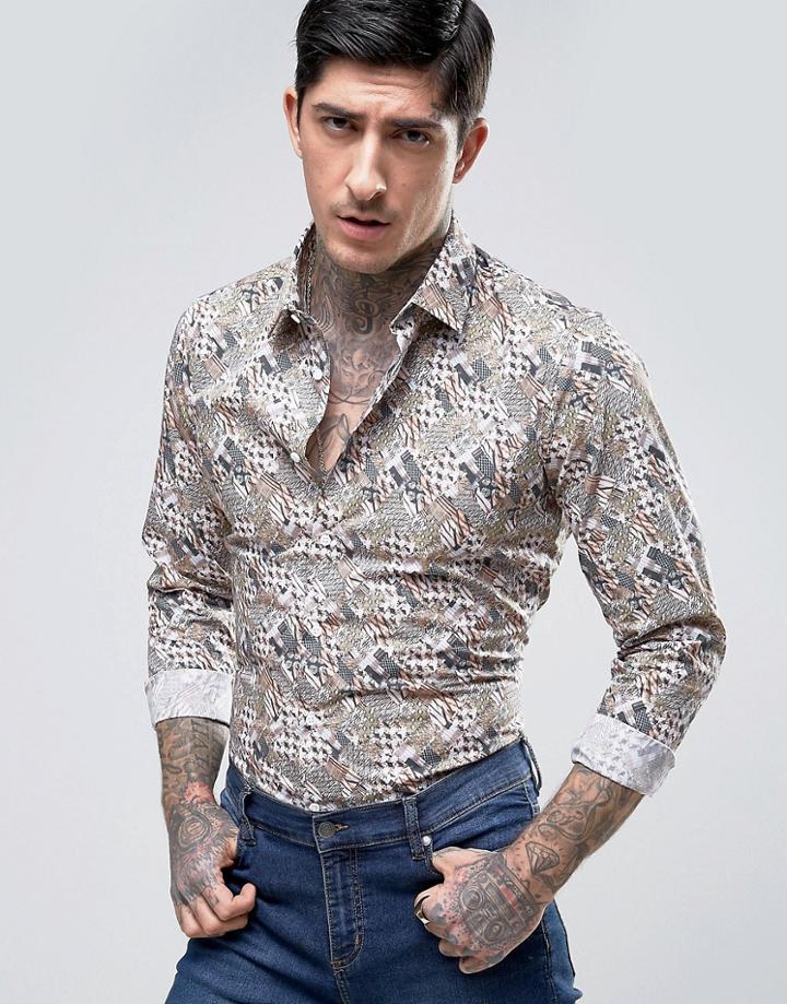 Devils Advocate Rock Jungle Print Slim Fit Shirt - Multi