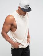 Asos Longline Sleeveless T-shirt With Dropped Armhole - Gray