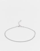 Asos Design Non-tarnish Stainless Steel Slim Chain Anklet In Silver Tone