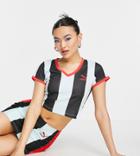 Puma X Dua Lipa Crop Top In Blue And Black Stripe