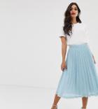 Asos Design Petite Pleated Midi Skirt In Broderie - Multi
