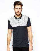 Jack & Jones Polo Shirt In Color Block - Black
