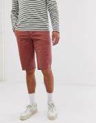 Asos Design Longer Slim Chino Shorts In Washed Red - Red