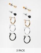 Asos Earring Pack With Hoops And Studs - Multi