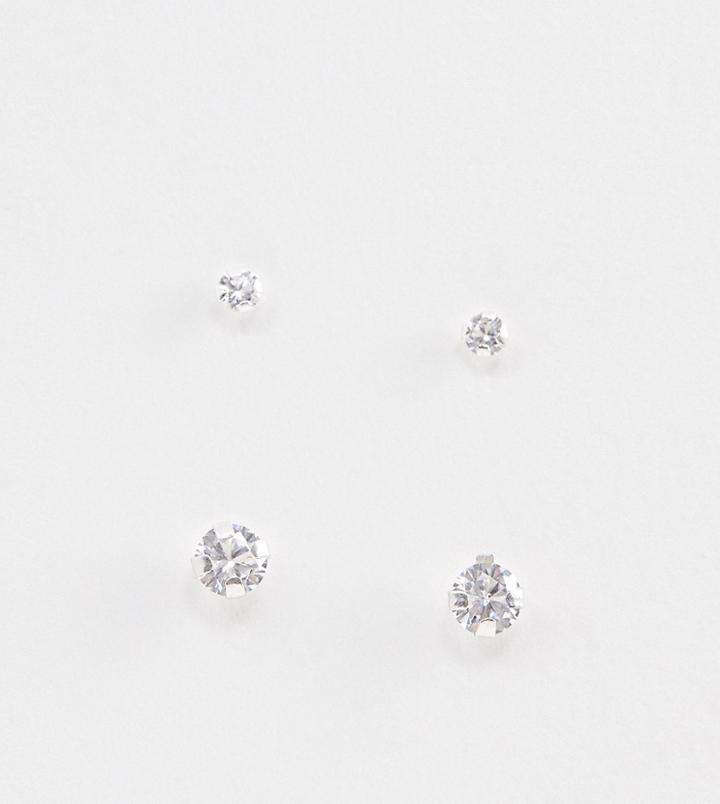 Designb Sterling Silver Stud Earrings In 2 Pack - Silver