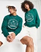 Adidas Originals 'sports Resort' Club Sweatshirt In Green With Front Graphics
