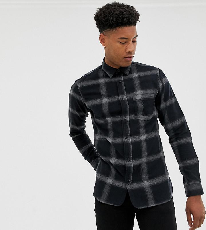 Selected Homme Brushed Check Shirt In Regular Fit - Black
