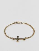 Icon Brand Mini Cross Chain Bracelet In Burnished Gold - Gold