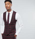 Noose & Monkey Tall Super Skinny Vest In Plaid Check - Red
