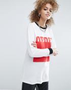 Asos T-shirt With Order Print And Super Long Sleeve - White