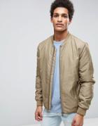 Selected Homme Bomber Jacket With Two Way Zip - Beige