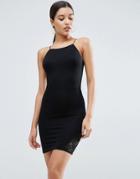 Asos Lace Insert Strappy Mini Dress - Black