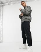 Asos Design Oversized Bomber Jacket With Rouche Detail In Gray-grey