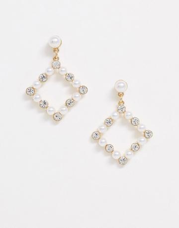 True Decadence Pearl Diamond Drop Earrings-gold