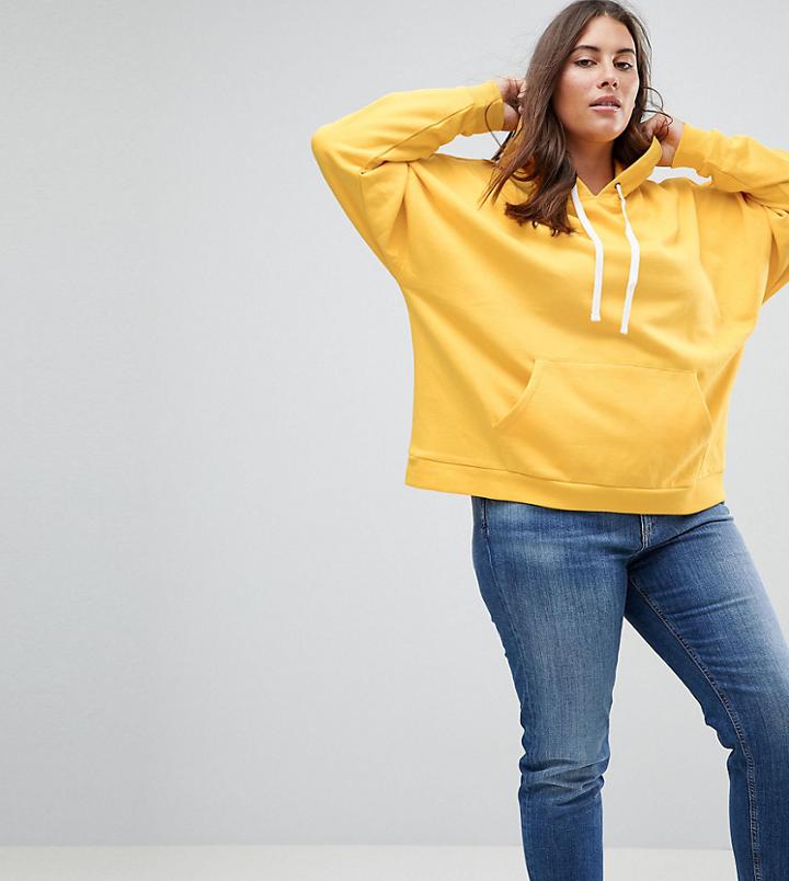 Asos Curve Boxy Hoodie - Yellow