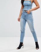 Liquor & Poker Eyelet Detail Mom Jean - Blue