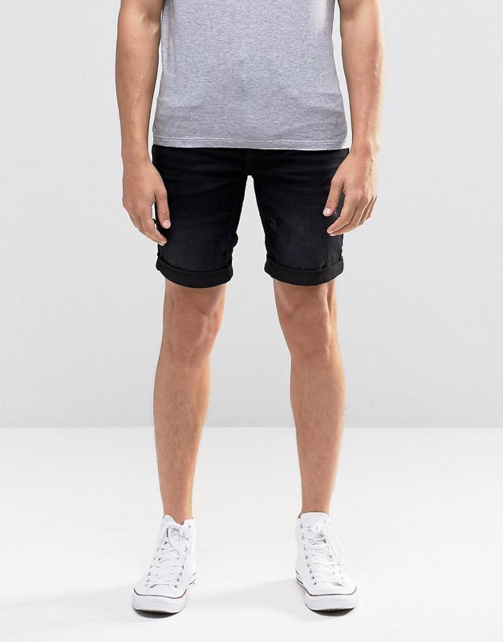 Blend Twister Slim Denim Shorts Black - Washed Black