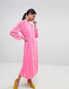 Warehouse Pleated Shirt Dress In Pink - Pink