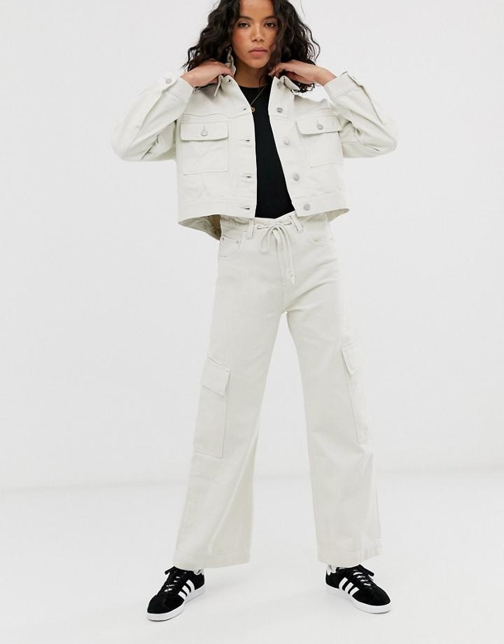 Weekday Jeans Two-piece With Drawstring Detail In Tinted Ecru-beige