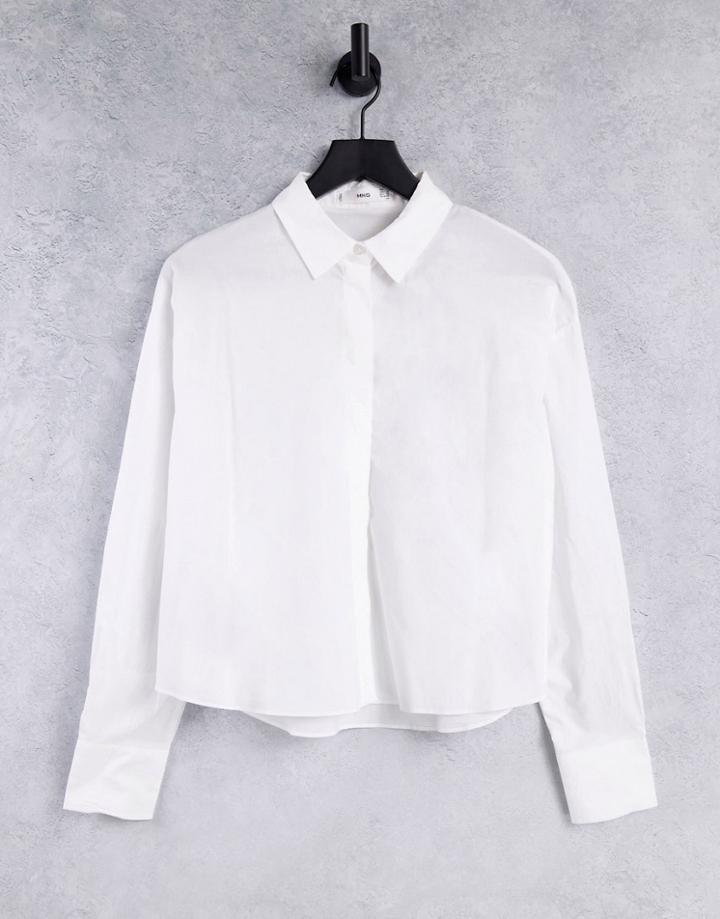 Mango Poplin Shirt In White
