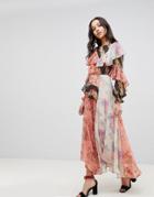 Asos Deconstructed Maxi Dress In Mismatch Floral Print - Multi