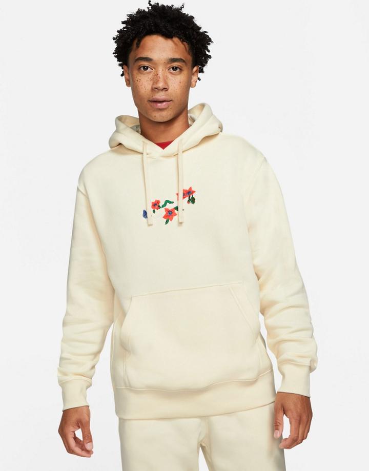Nike Logo Twist Pack Embroidered Logo Hoodie In Cream-white