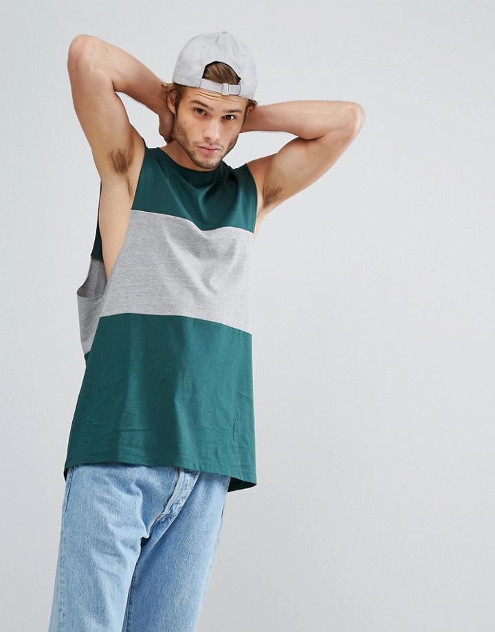 Asos Relaxed Tank With Dropped Armhole And Contrast Panel - Multi