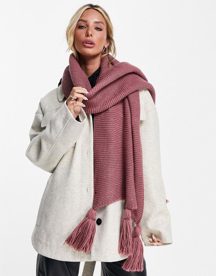 French Connection Tassle Fringe Scarf In Dusty Pink