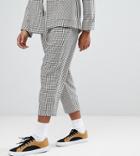 Reclaimed Vintage Inspired Relaxed Cropped Pants In Mini Dogstooth Check - Brown