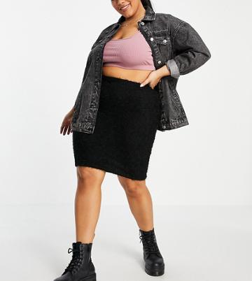 I Saw It First Plus Eyelash Midi Skirt In Black