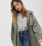 Asos Design Petite Lightweight Parka With Jersey Lining-green