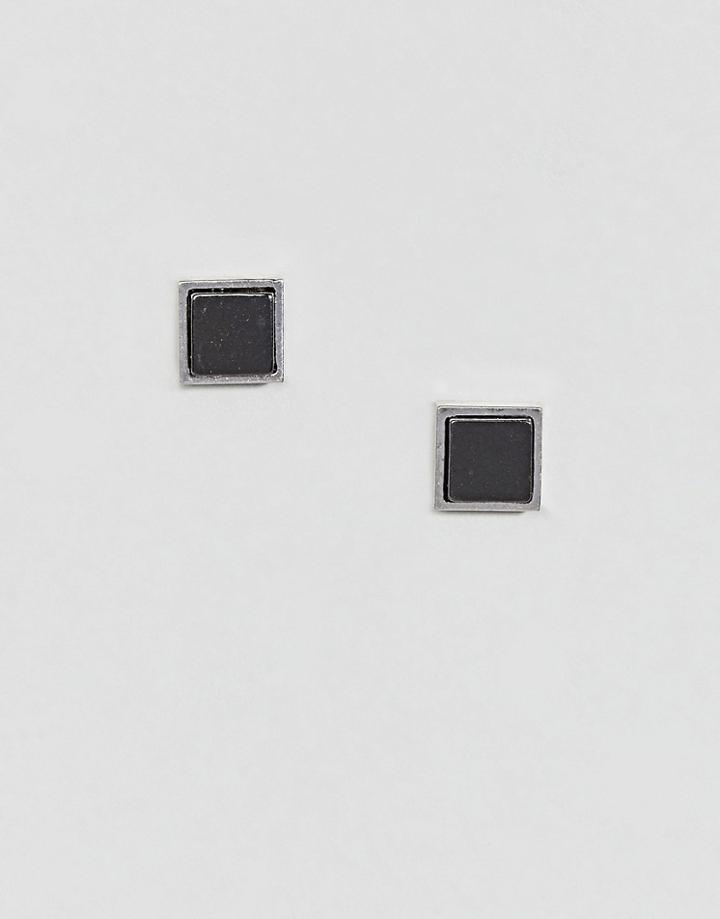 Aetherston Antique Silver Square Earrings - Silver