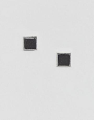 Aetherston Antique Silver Square Earrings - Silver