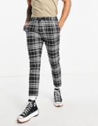 Topman Skinny Check Jogger-style Pants In Black And White - Part Of A Set