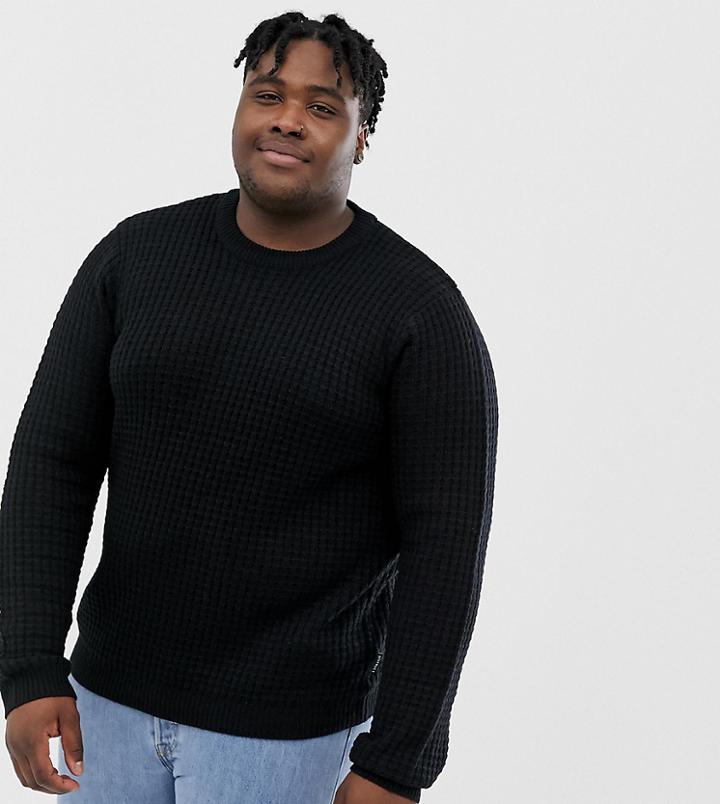 D-struct Plus Chunky Waffle Knit Sweater - Black